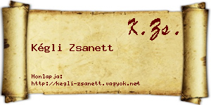 Kégli Zsanett névjegykártya